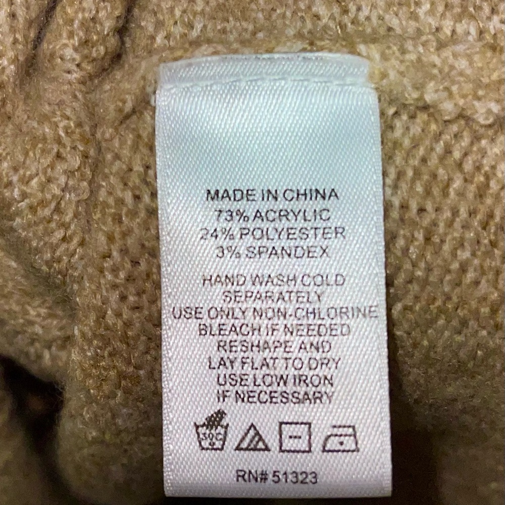 CeCe V-Neck Cable Sweater - Tan - Picture 7 of 8